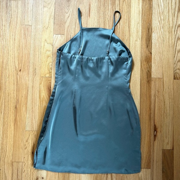 ABERCROMBIE satin effect slate blue mini slip dress y2k party size M petite - Picture 9 of 9